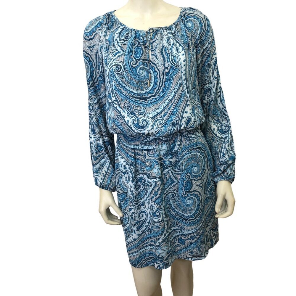 WHITE‎ HOUSE BLACK MARKET SPLIT LONG SLEEVE CHIFFON DRESS SIZE 0